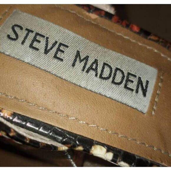 STEVE MADDEN IRENEE BROWN & BLACK SNAKE PRINT BLOCK HEEL ANKLE STRAP SANDAL SZ.8 - Picture 8 of 8